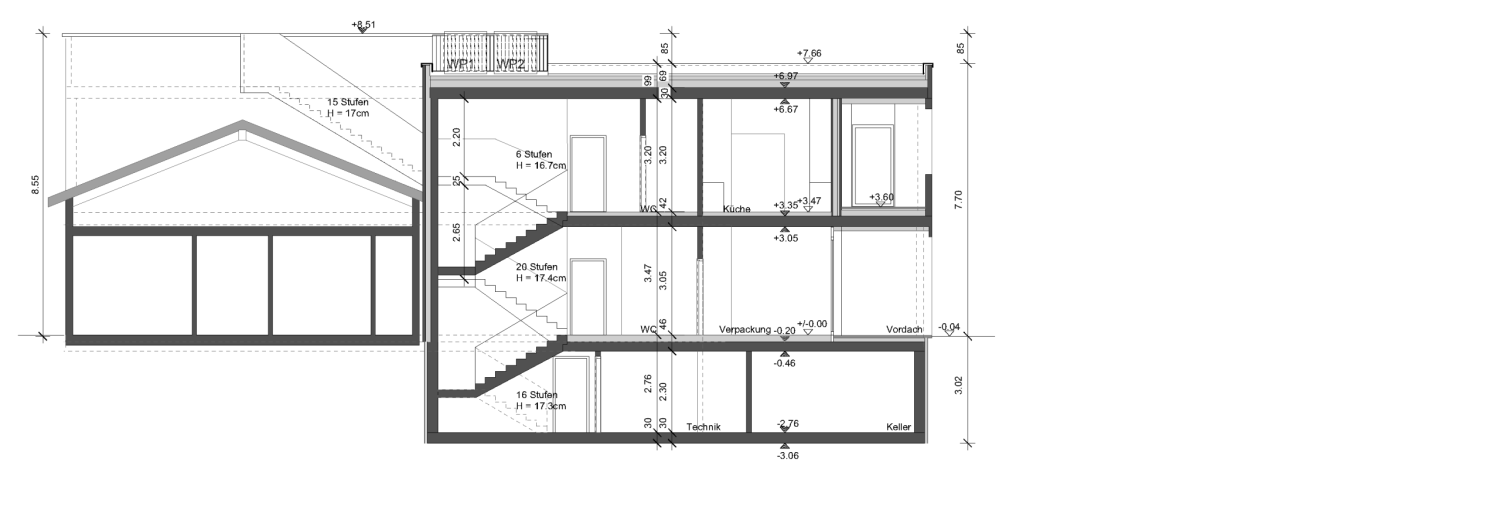 Schnitt Flaschenlager